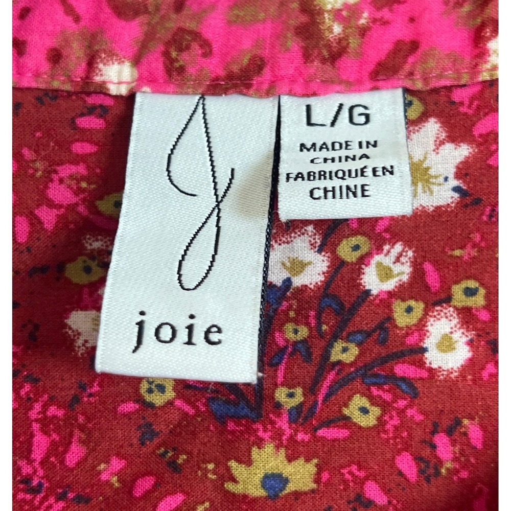 Joie Pink Large Blouson Long Sleeve Blouse Cottagecore Boho Peasant Grandmacore - Picture 2 of 5